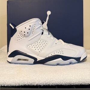 Air Jordan 6 Retro Sneakers White and Midnight Navy